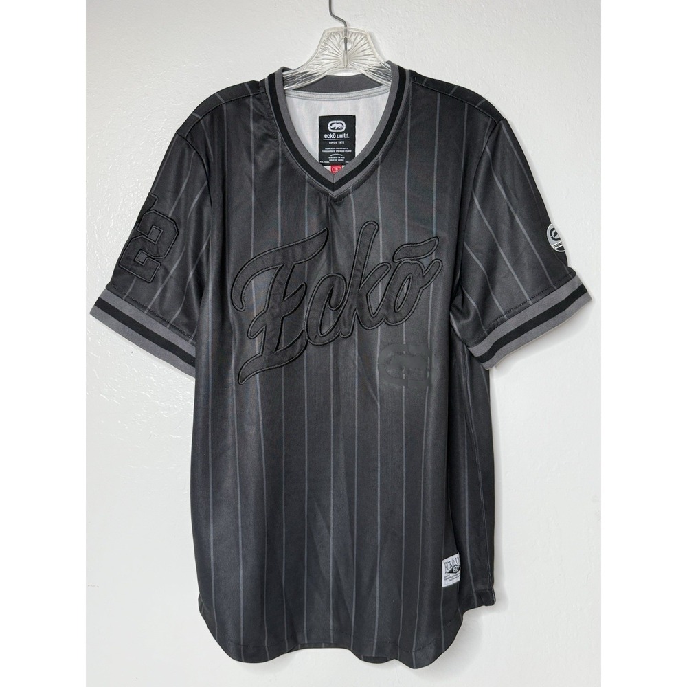 Ecko Unltd Baseball Jersey Men's S Black Embroidered Rhino Hip Hop Y2K Vintage